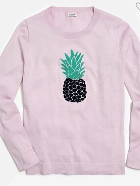 J.Crew Women’s Pineapple Teddie Sweater Pink, 100% Cotton, XXL